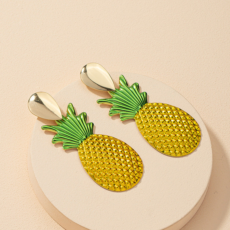 Pineapple Colorful Metal Statement Earrings for Women