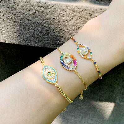 Colorful Crystal Evil Eye Diamond Bracelet