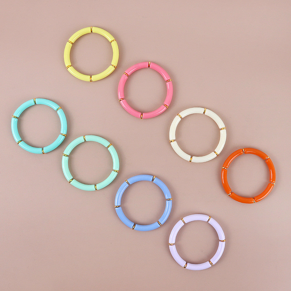 Colorful Acrylic Resin Beaded Cuff Bracelet
