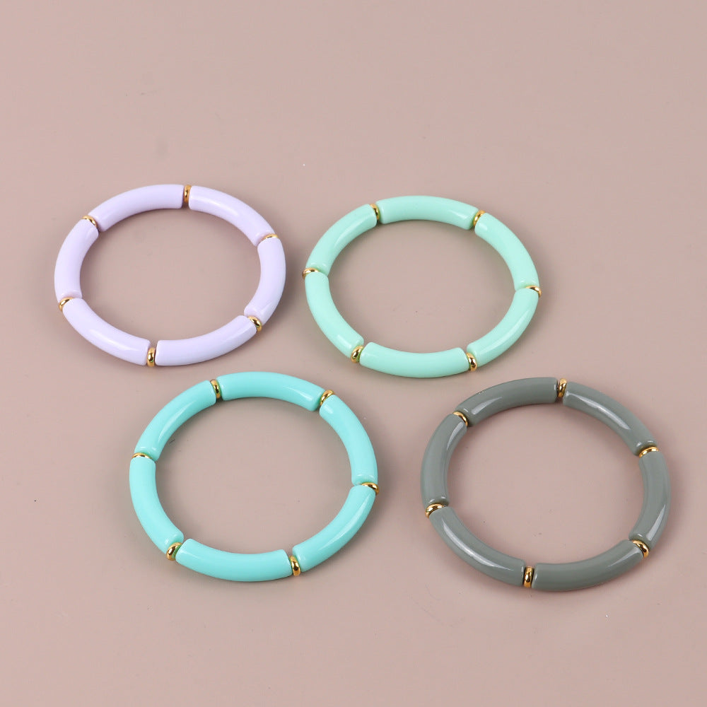 Colorful Acrylic Resin Beaded Cuff Bracelet