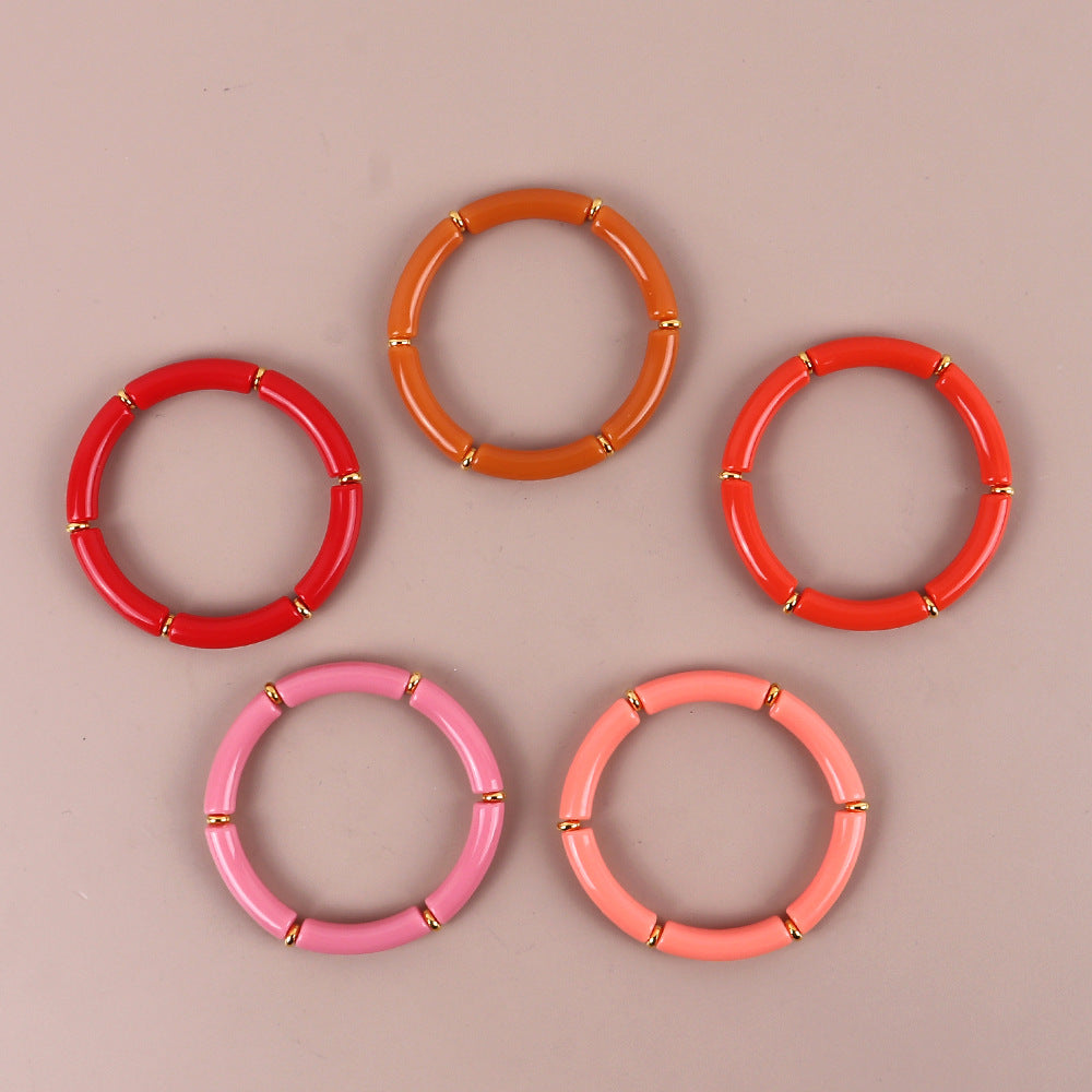 Colorful Acrylic Resin Beaded Cuff Bracelet