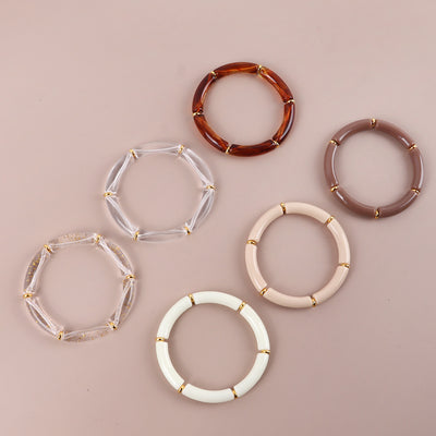 Colorful Acrylic Resin Beaded Cuff Bracelet