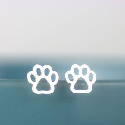 Hollow Cat and Dog Paw Alloy Earrings