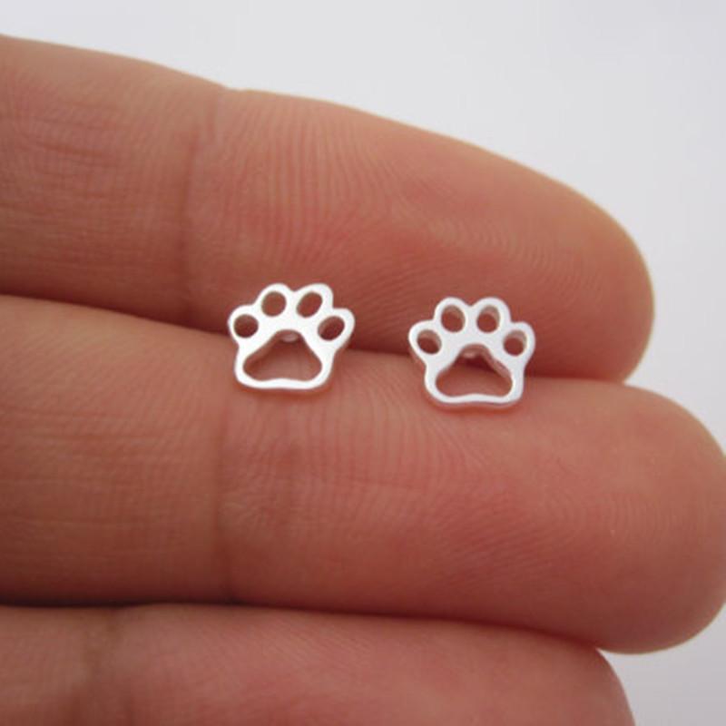 Hollow Cat and Dog Paw Alloy Earrings
