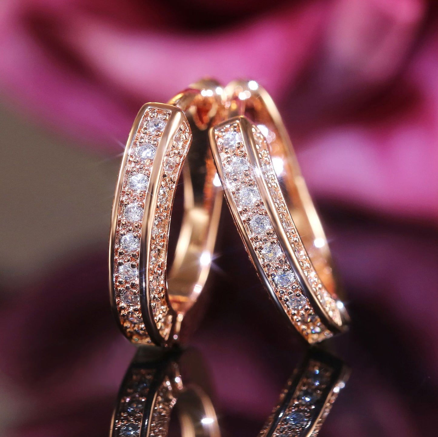 Elegant U-Shaped Geometric Zircon Copper Earrings for Women