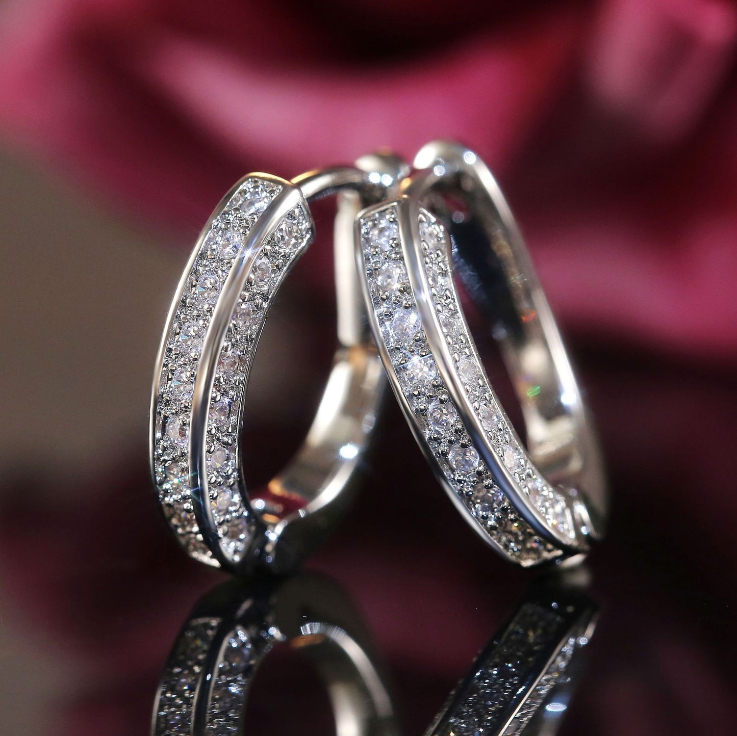 Elegant U-Shaped Geometric Zircon Copper Earrings for Women