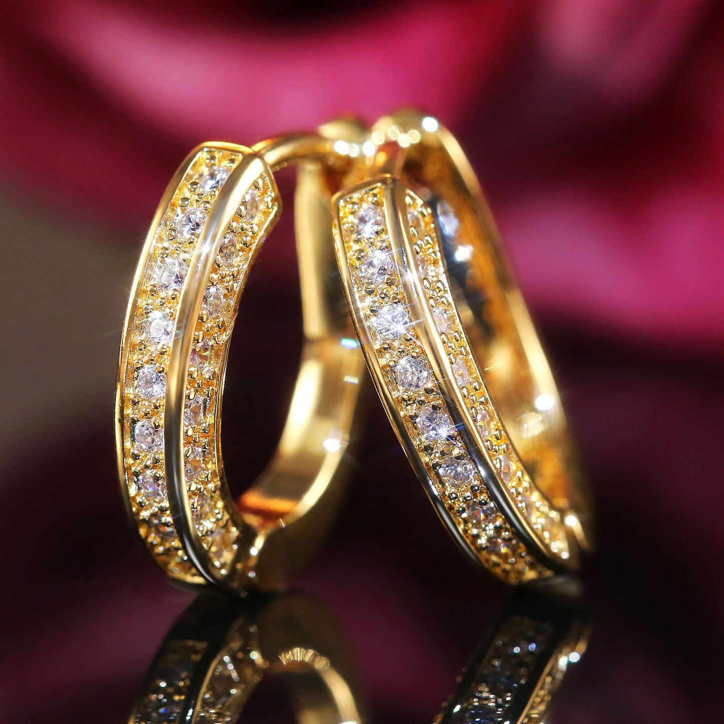 Elegant U-Shaped Geometric Zircon Copper Earrings for Women