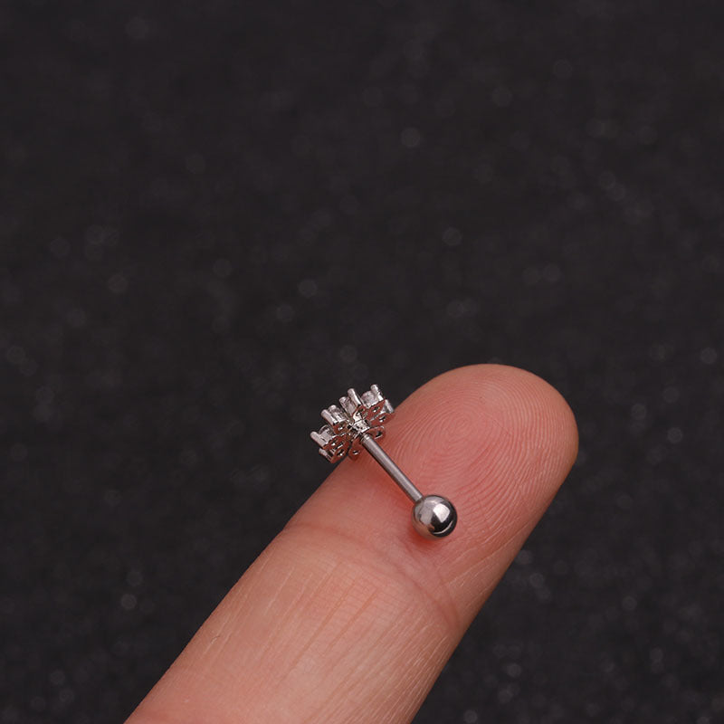 Zircon Micro-inlaid Stainless Steel Flower Stud Earrings