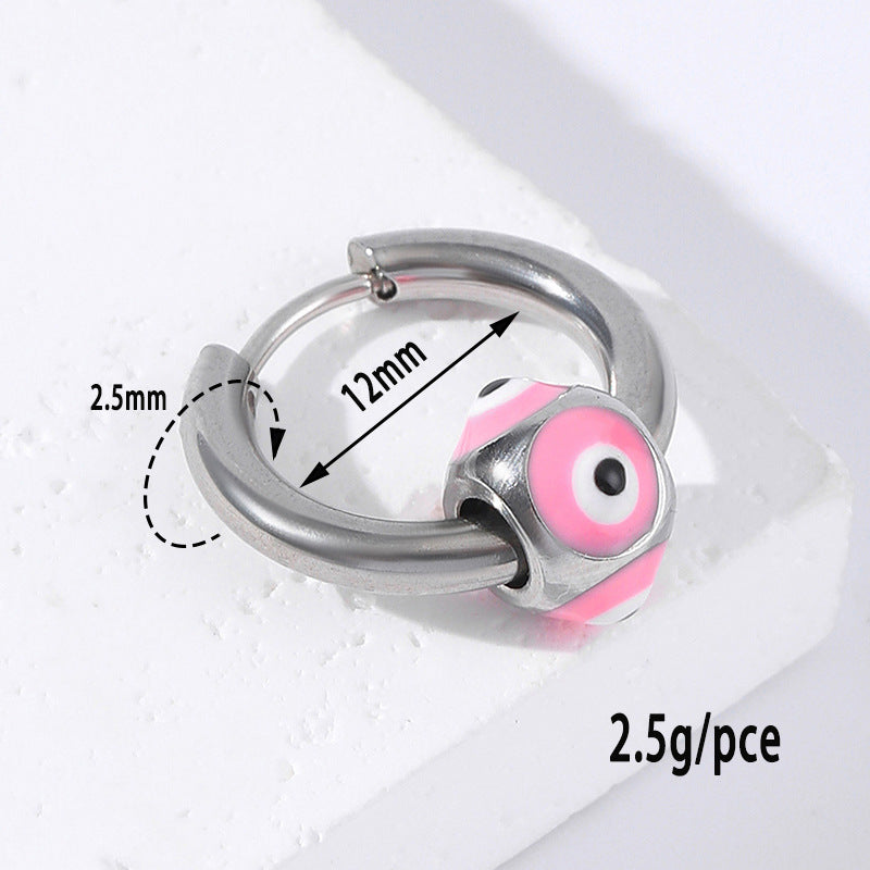 Punk Devil's Eye Stainless Steel Hoop Earrings