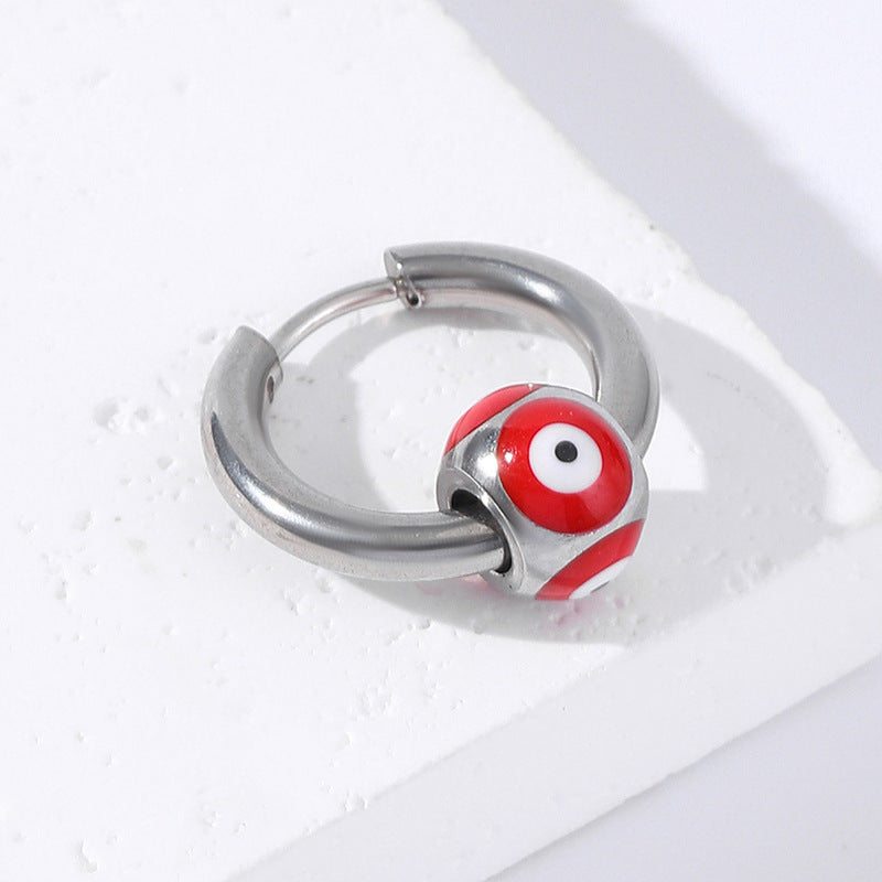 Punk Devil's Eye Stainless Steel Hoop Earrings