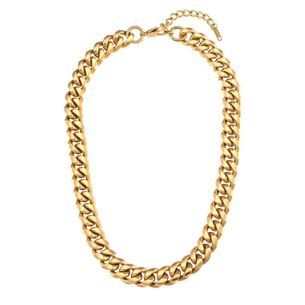 Punk Geometric Stainless Steel Cuban Chain Necklace for Women