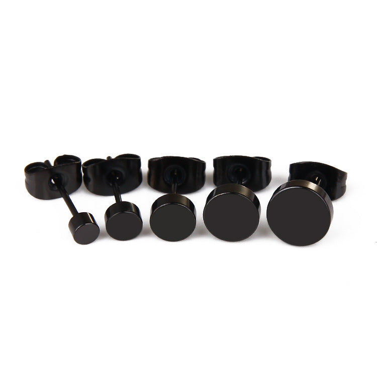 Punk Black Titanium Steel Dumbbell Stud Earrings
