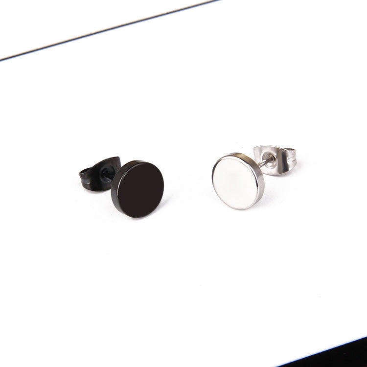 Punk Black Titanium Steel Dumbbell Stud Earrings