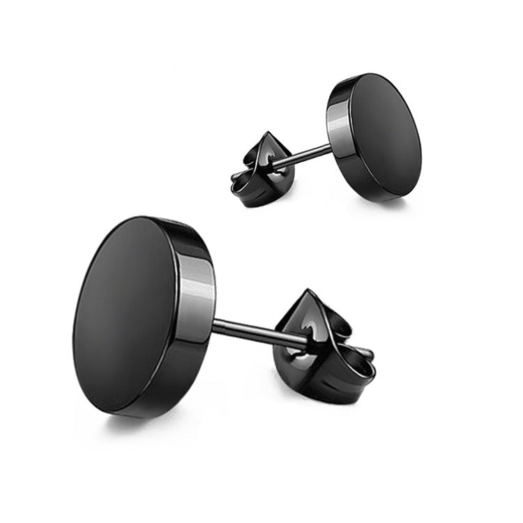 Punk Black Titanium Steel Dumbbell Stud Earrings