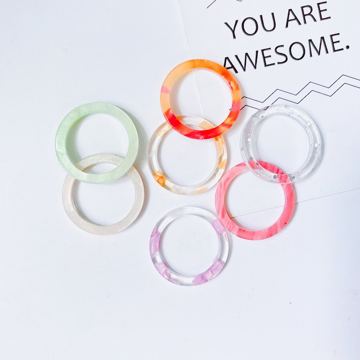 Retro Acrylic Acetate Colorful Open Adjustable Ring