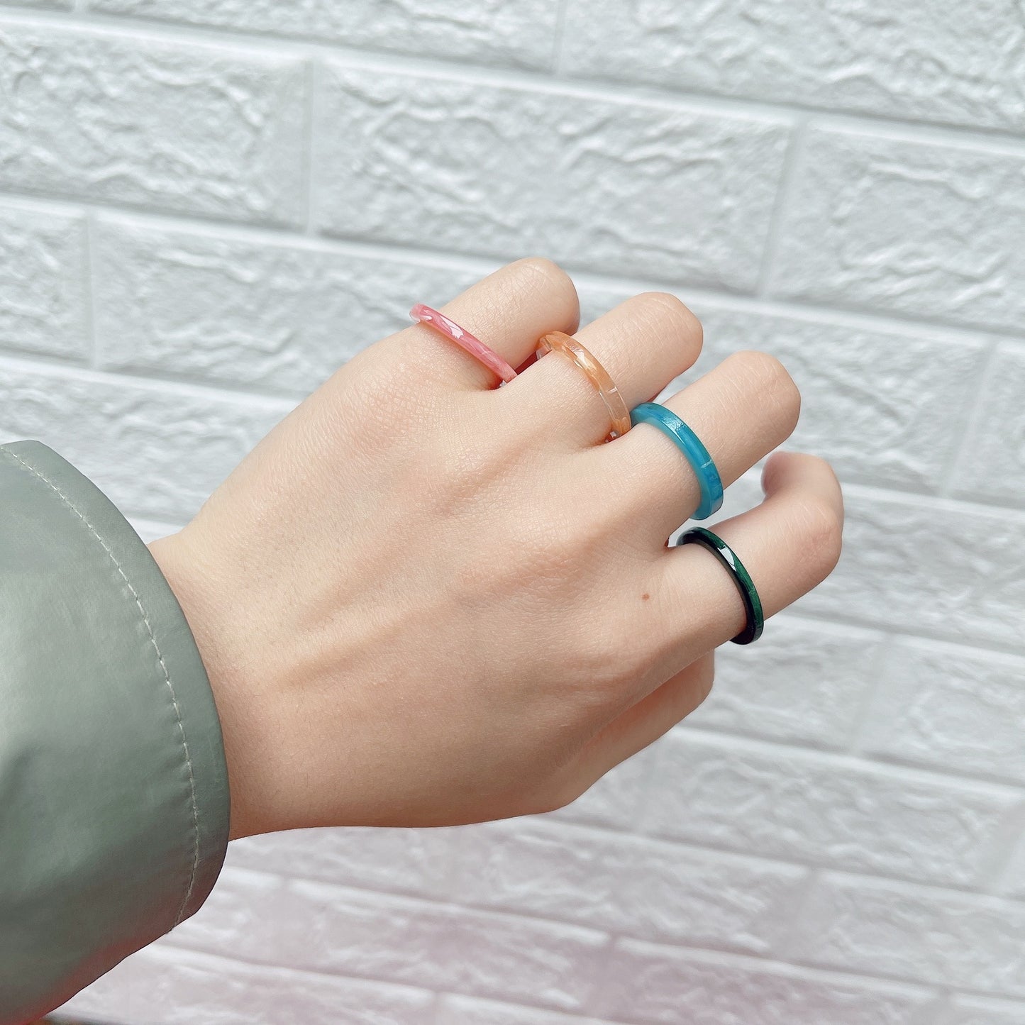 Retro Acrylic Acetate Colorful Open Adjustable Ring