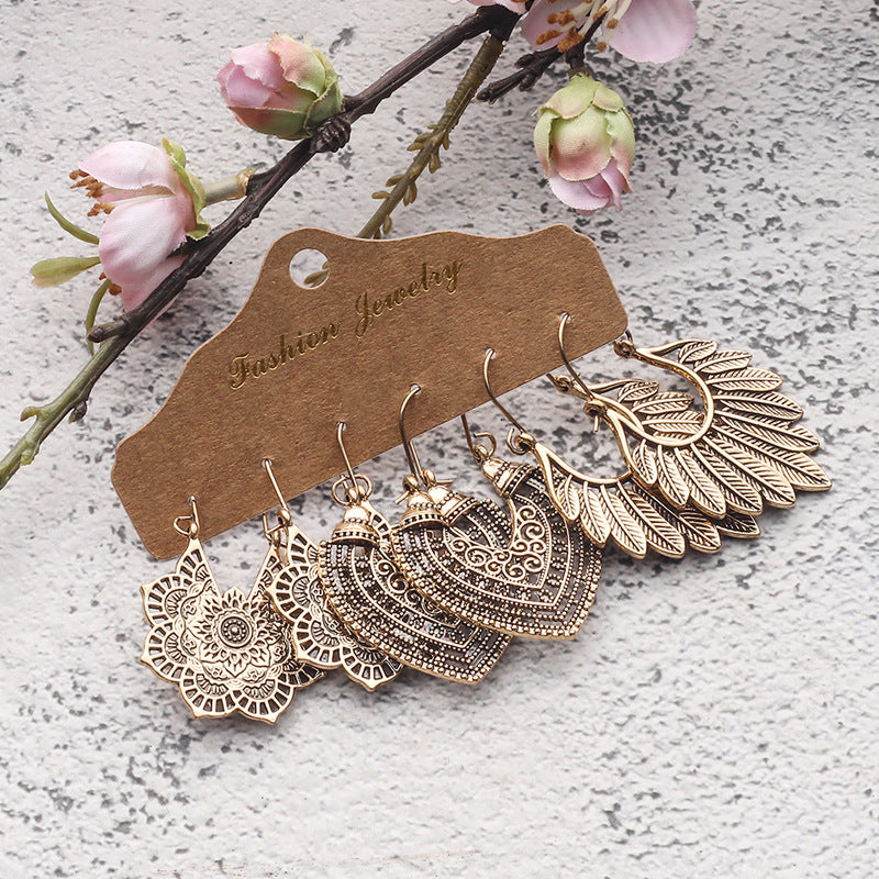 Retro Bohemian Alloy Tassel Earrings Set