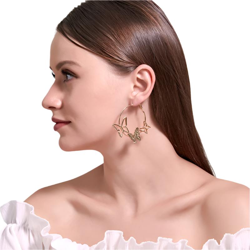 Vintage Triple Butterfly Statement Earrings