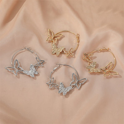Vintage Triple Butterfly Statement Earrings
