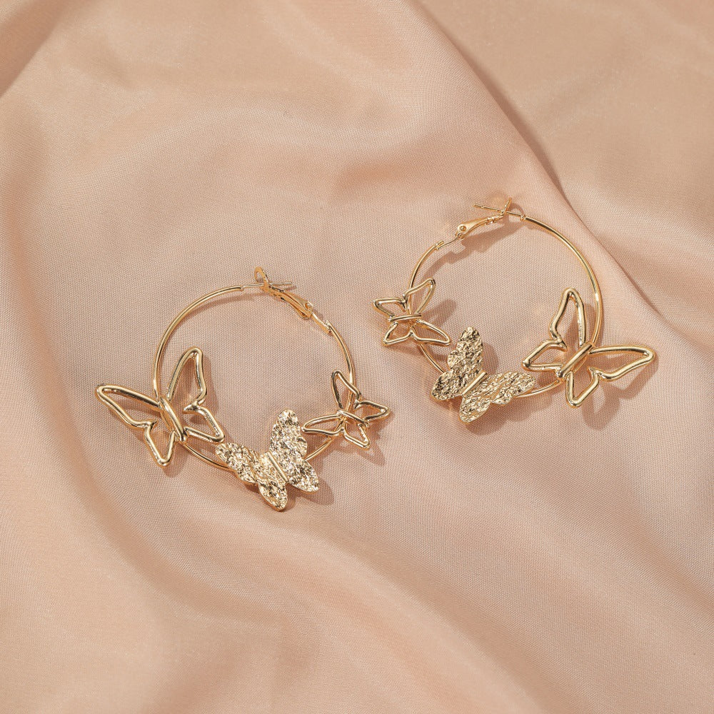 Vintage Triple Butterfly Statement Earrings