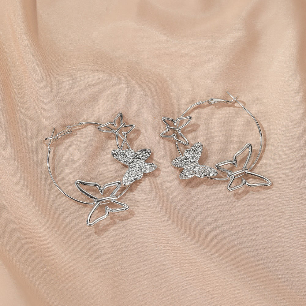 Vintage Triple Butterfly Statement Earrings