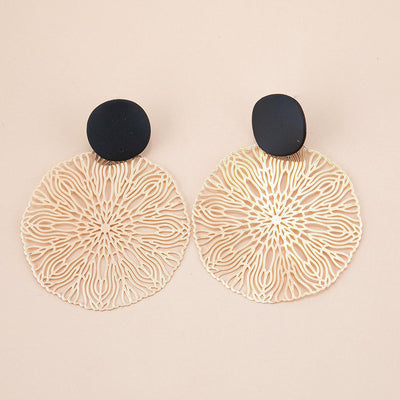 Vintage Geometric Hollow Carved Statement Earrings