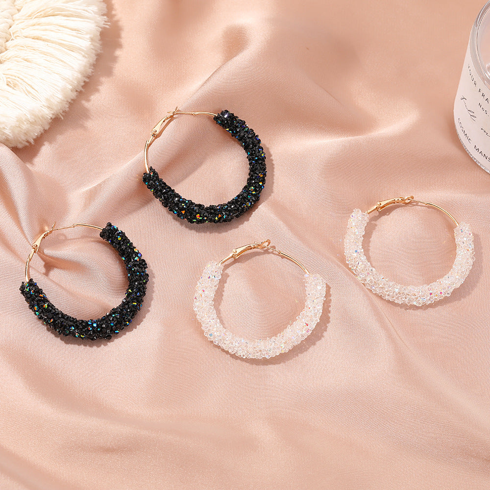 Retro Crystal Hoop Earrings for Women