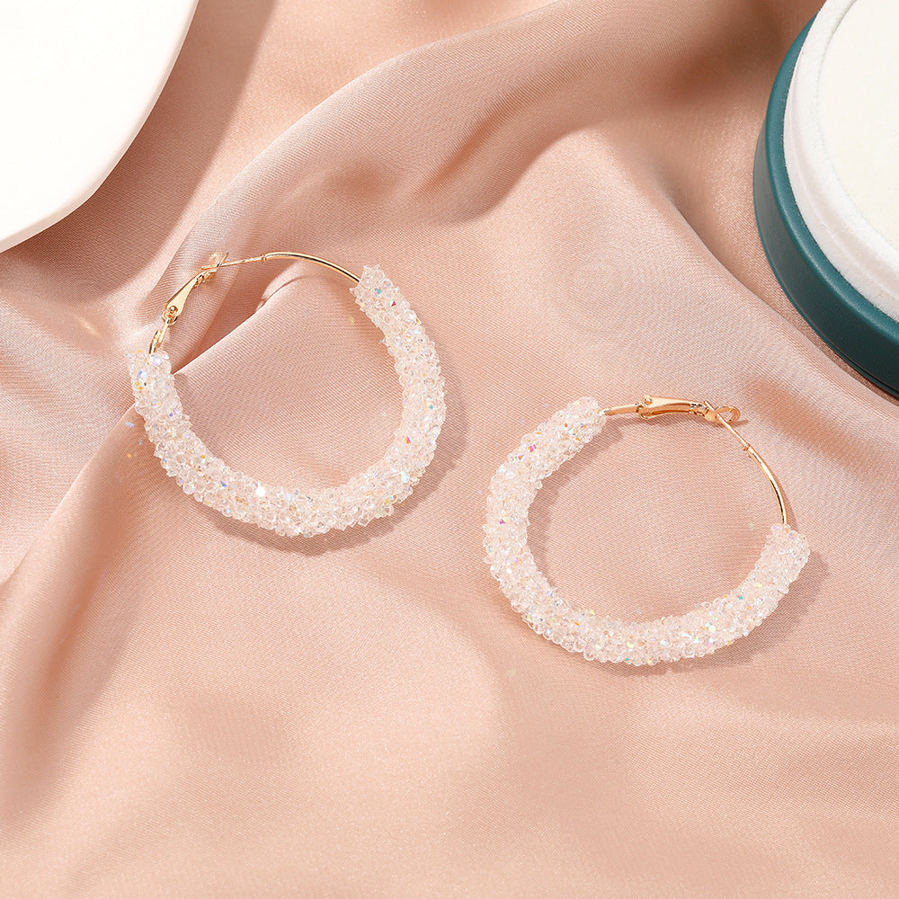 Retro Crystal Hoop Earrings for Women