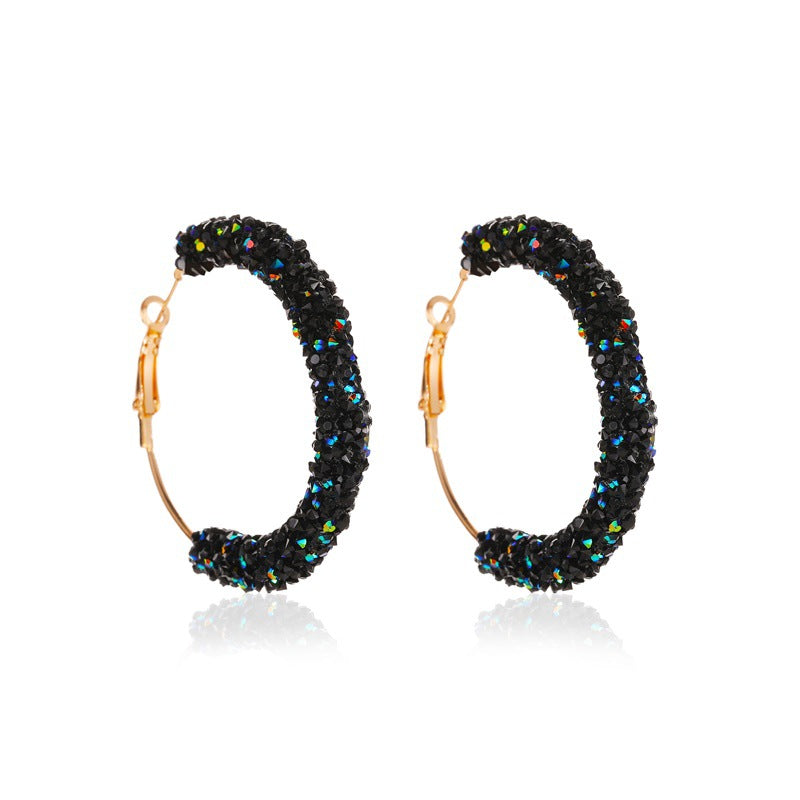 Retro Crystal Hoop Earrings for Women