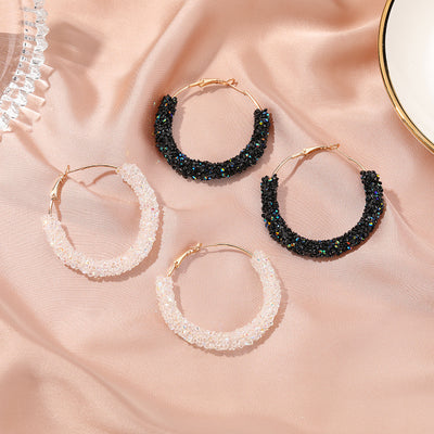 Retro Crystal Hoop Earrings for Women