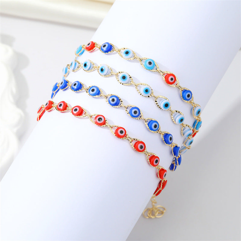 Retro Ethnic Multi-Color Evil Eye Bracelet Anklet