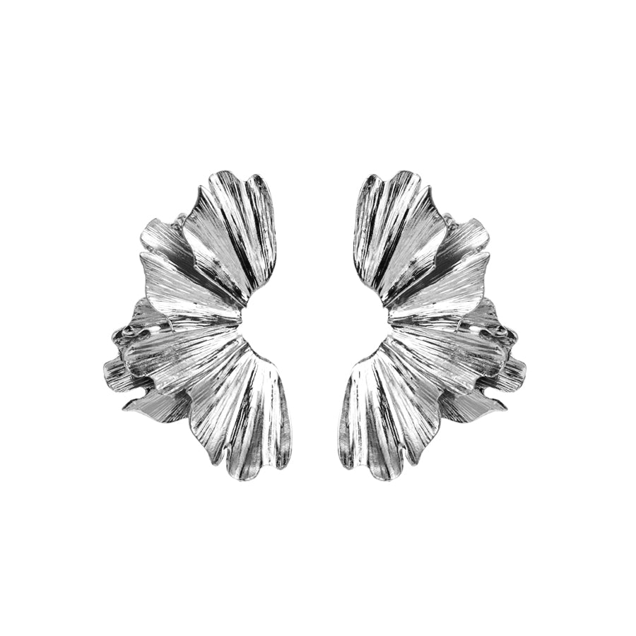 Retro Irregular Alloy Leaf Flower Stud Earrings for Women