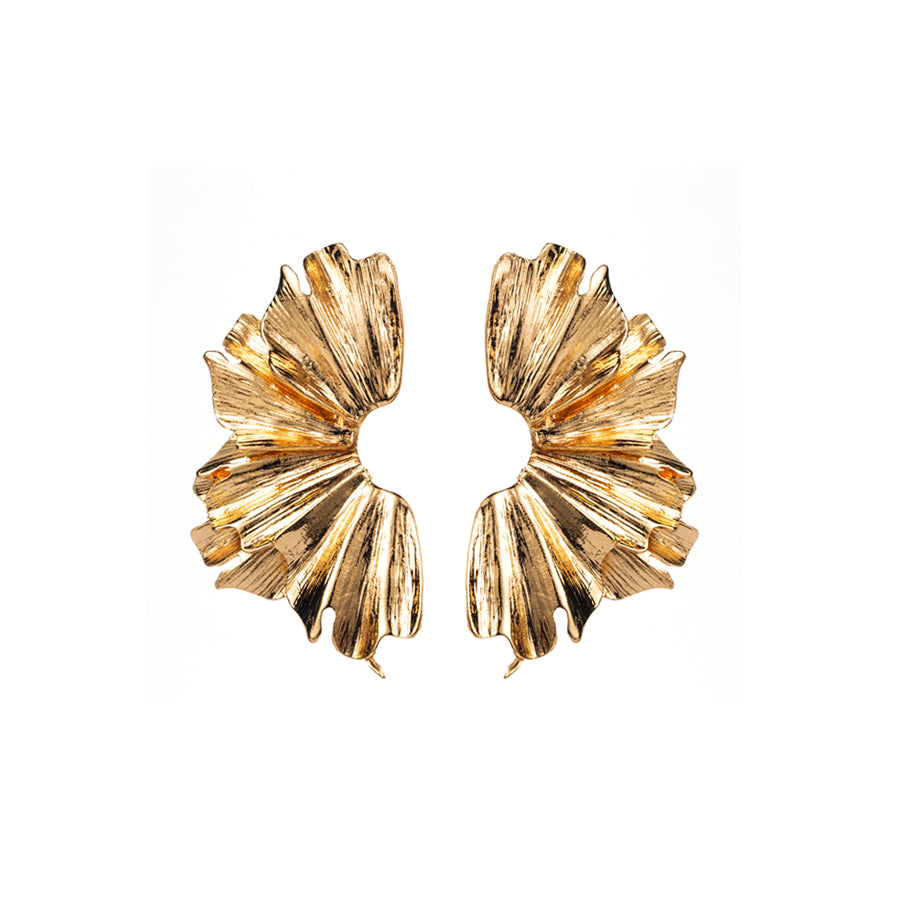 Retro Irregular Alloy Leaf Flower Stud Earrings for Women