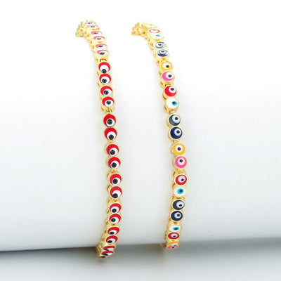 Retro Rainbow Eye Charm Bracelet and Necklace Set