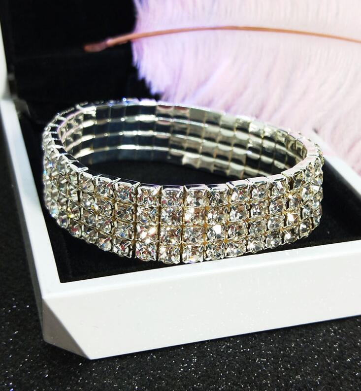 Retro Geometric Rhinestone Elastic Bracelet for Women