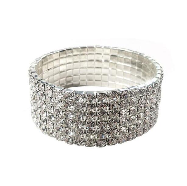 Retro Geometric Rhinestone Elastic Bracelet for Women