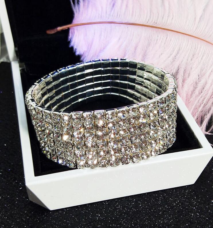 Retro Geometric Rhinestone Elastic Bracelet for Women