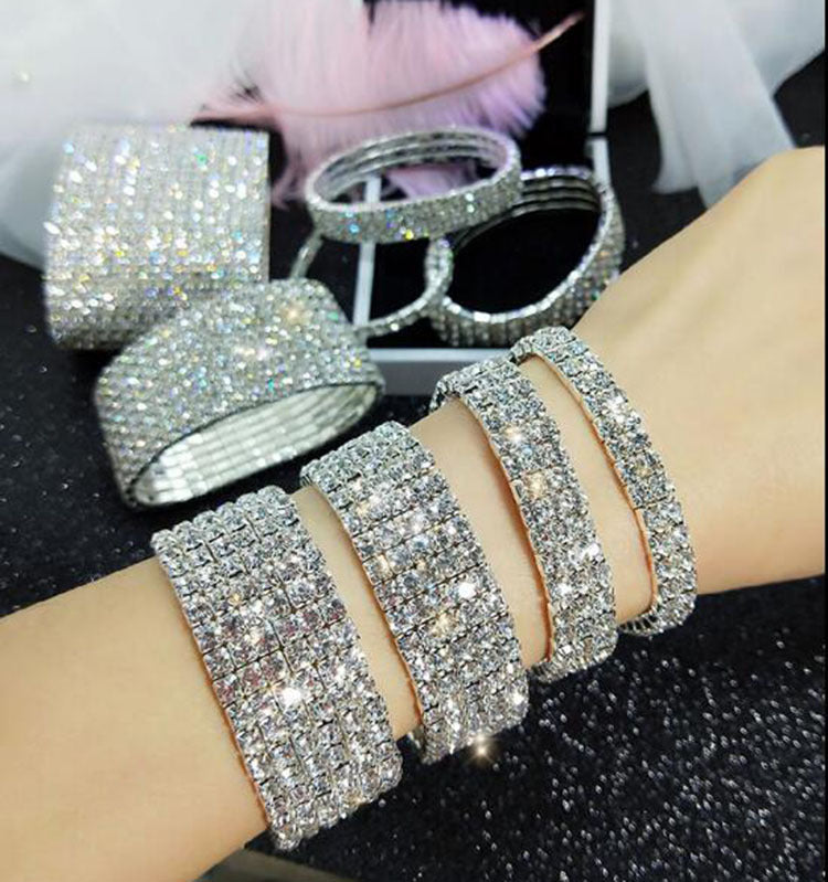 Retro Geometric Rhinestone Elastic Bracelet for Women