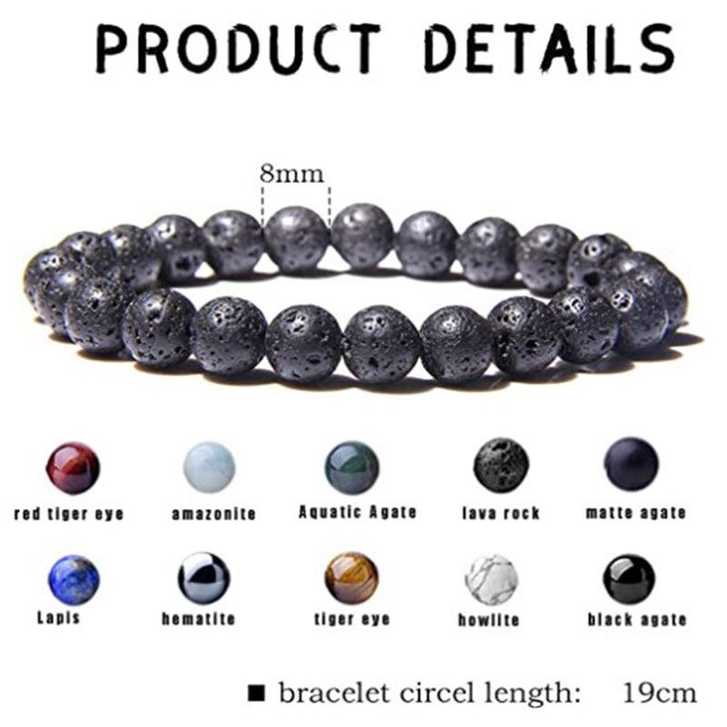 Retro Geometric Agate Gemstone Beaded Unisex Bracelet