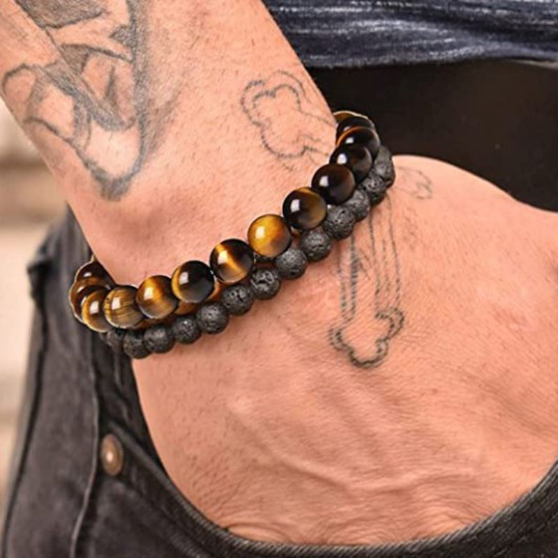 Retro Geometric Agate Gemstone Beaded Unisex Bracelet