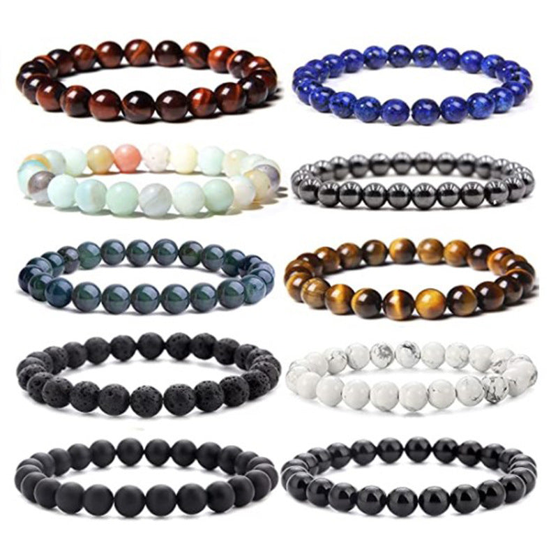 Retro Geometric Agate Gemstone Beaded Unisex Bracelet