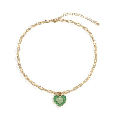 Retro Geometric Heart Pendant Necklace