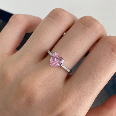 Retro Heart Shape Sterling Silver Gemstone Ring for Women