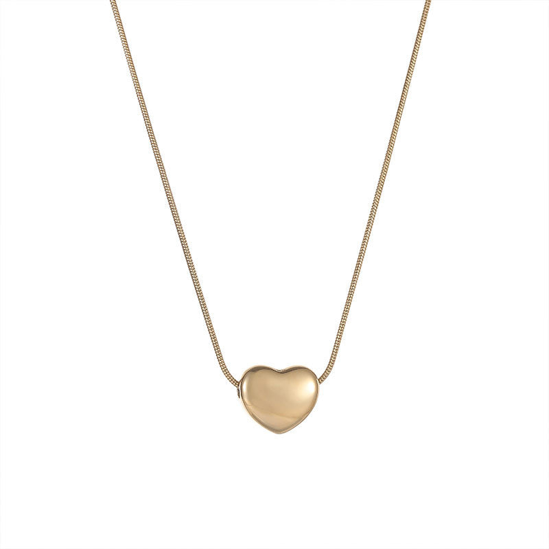 Retro Heart Shape Titanium Steel Minimalist Necklace for Women