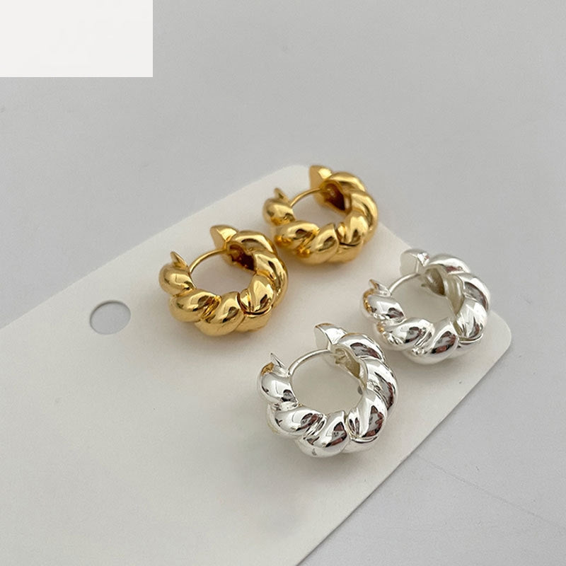 Retro Twisted Copper Threaded Minimalist Earrings