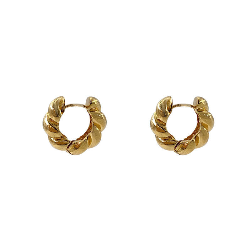 Retro Twisted Copper Threaded Minimalist Earrings