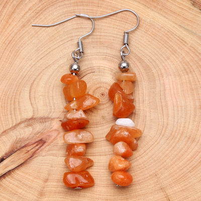 Retro Irregular Natural Crystal Stone Drop Earrings