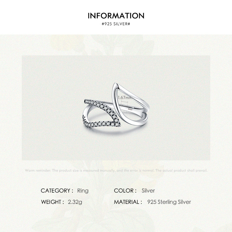 Retro Luxurious Leaf Design Sterling Silver Zircon Inlay Ring
