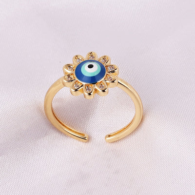 Retro Heart Shape Devil's Eye Enamel Copper Ring