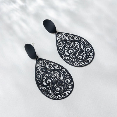 Retro Geometric Hollow Metal Drop Earrings